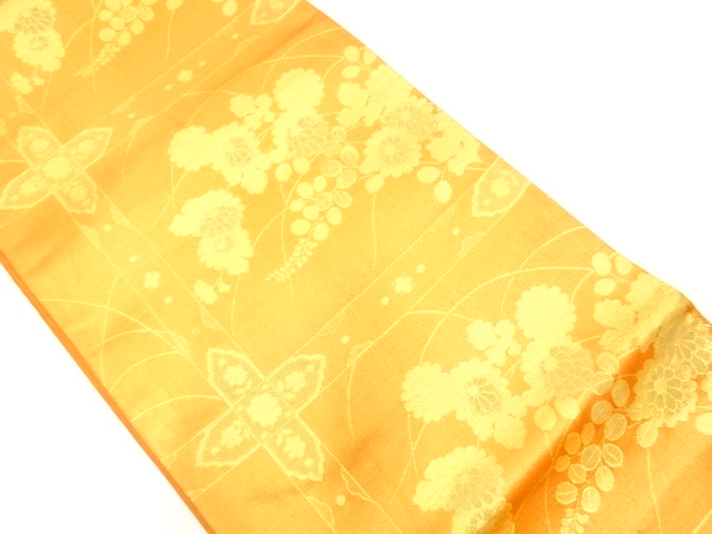 JAPANESE FUKURO OBI / WOVEN AUTUMN FLOWERS